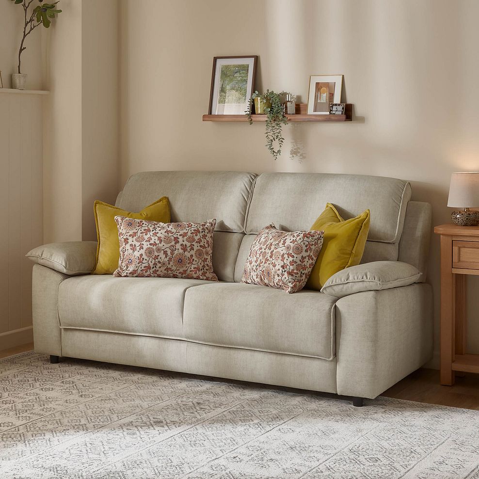 Goodwood 3 Seater Sofa Bed in Plush Beige Fabric 3