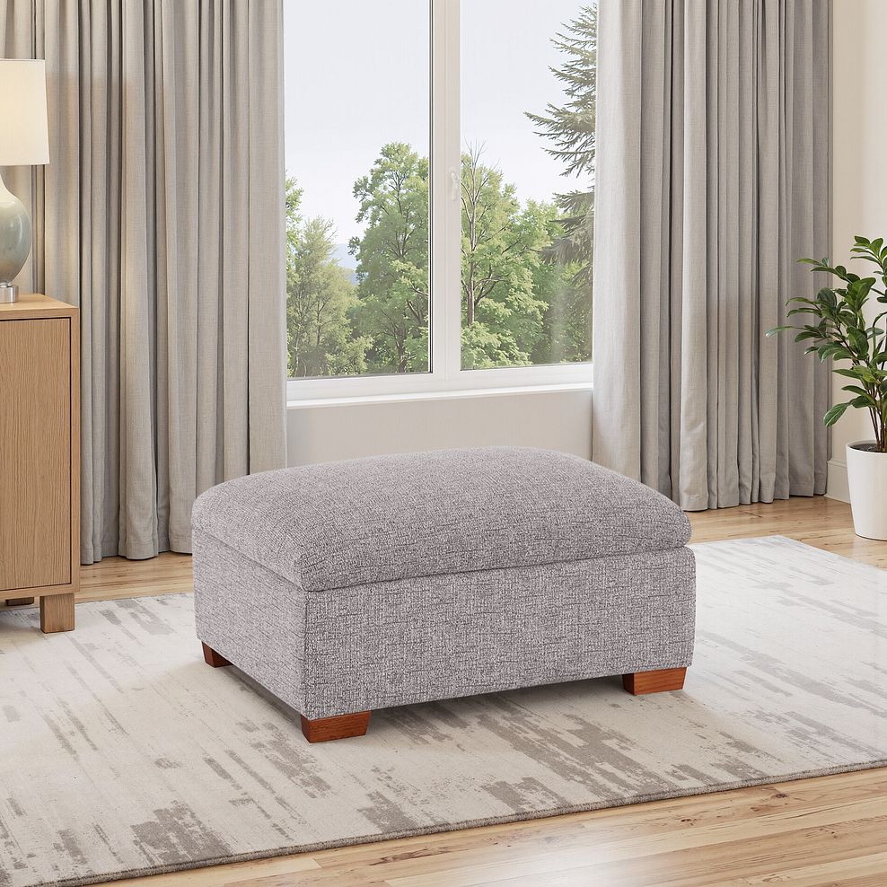 Goodwood Storage Footstool in Andaz Silver Fabric 1