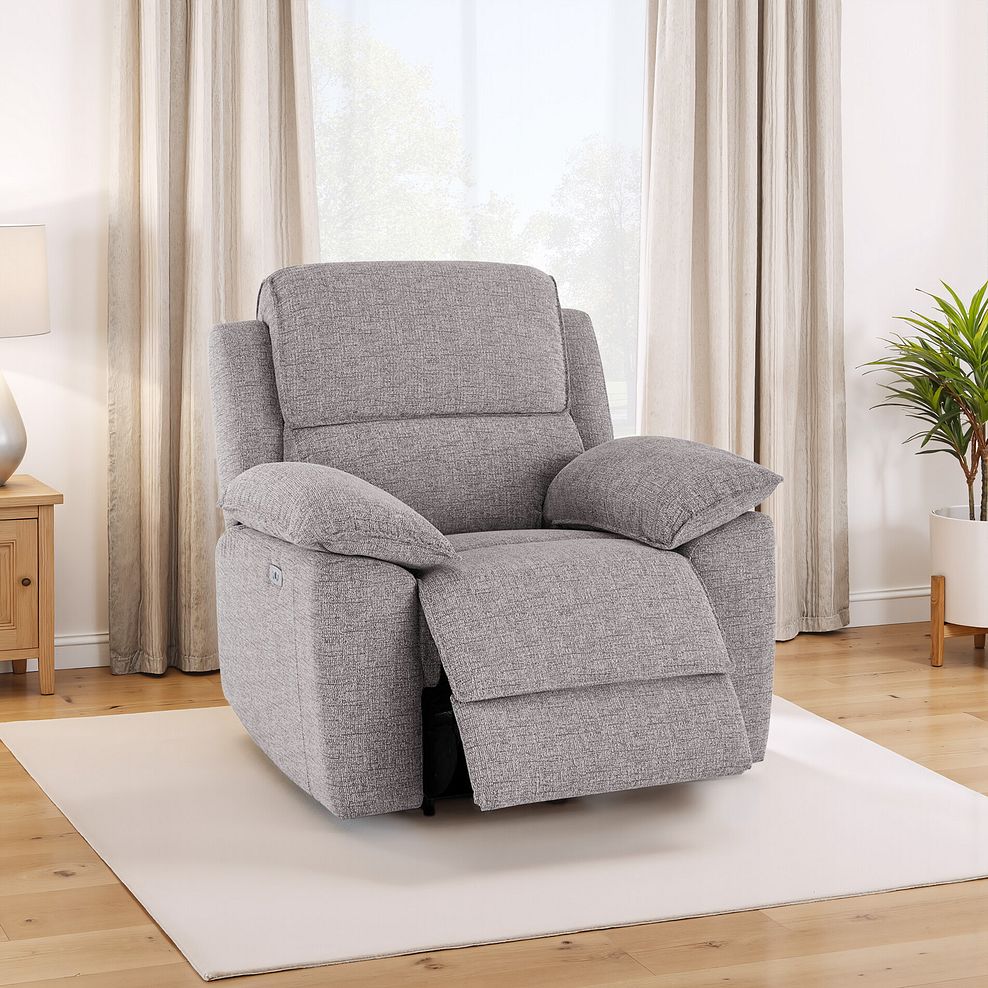 Goodwood Electric Reclining Armchair in Andaz Silver Fabric 1