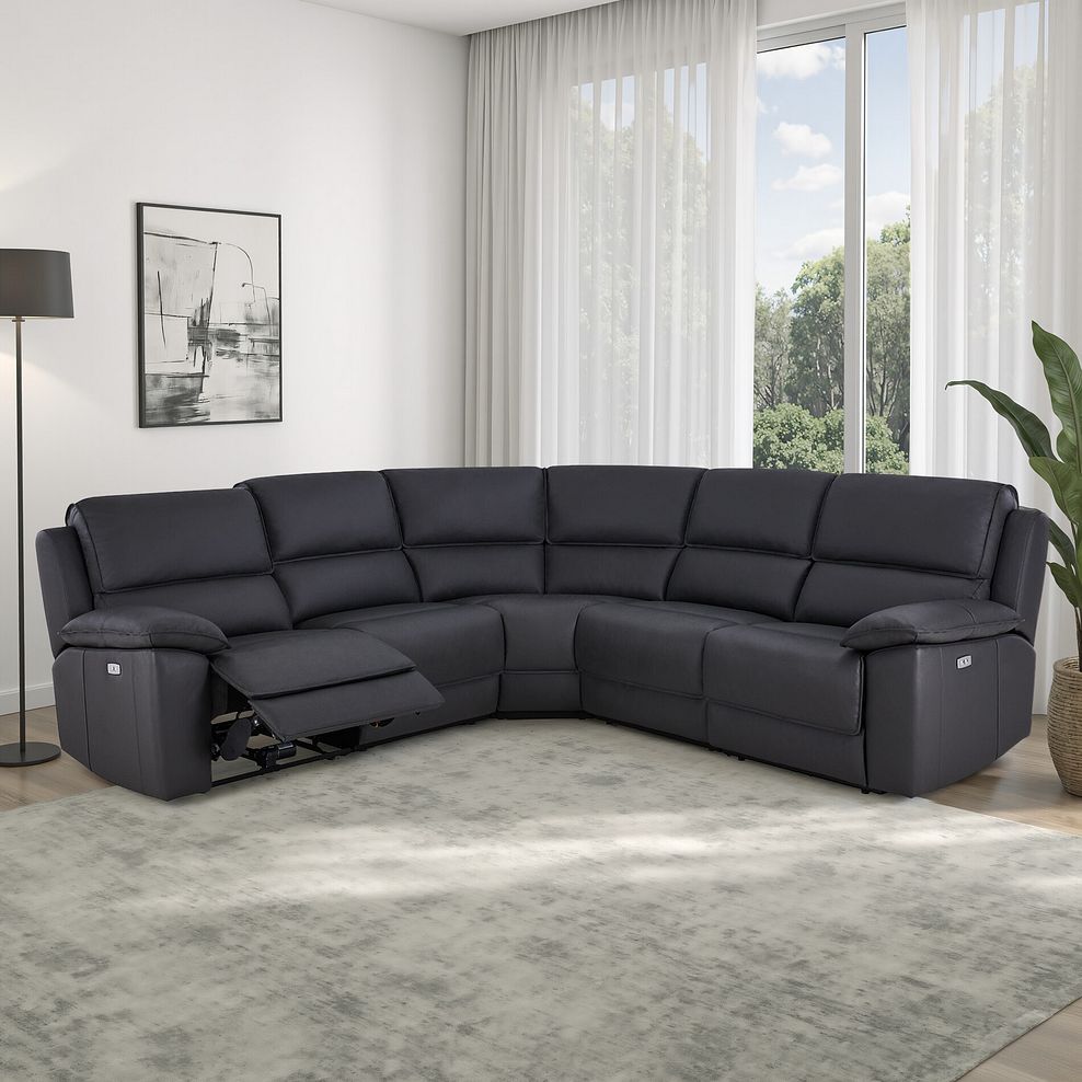 Goodwood Electric Reclining Modular Group 3 in Black Leather 1