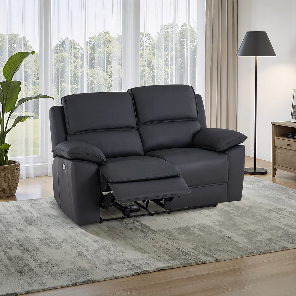 Goodwood Electric Recliner 2 Seater Sofa in Black Leather 1