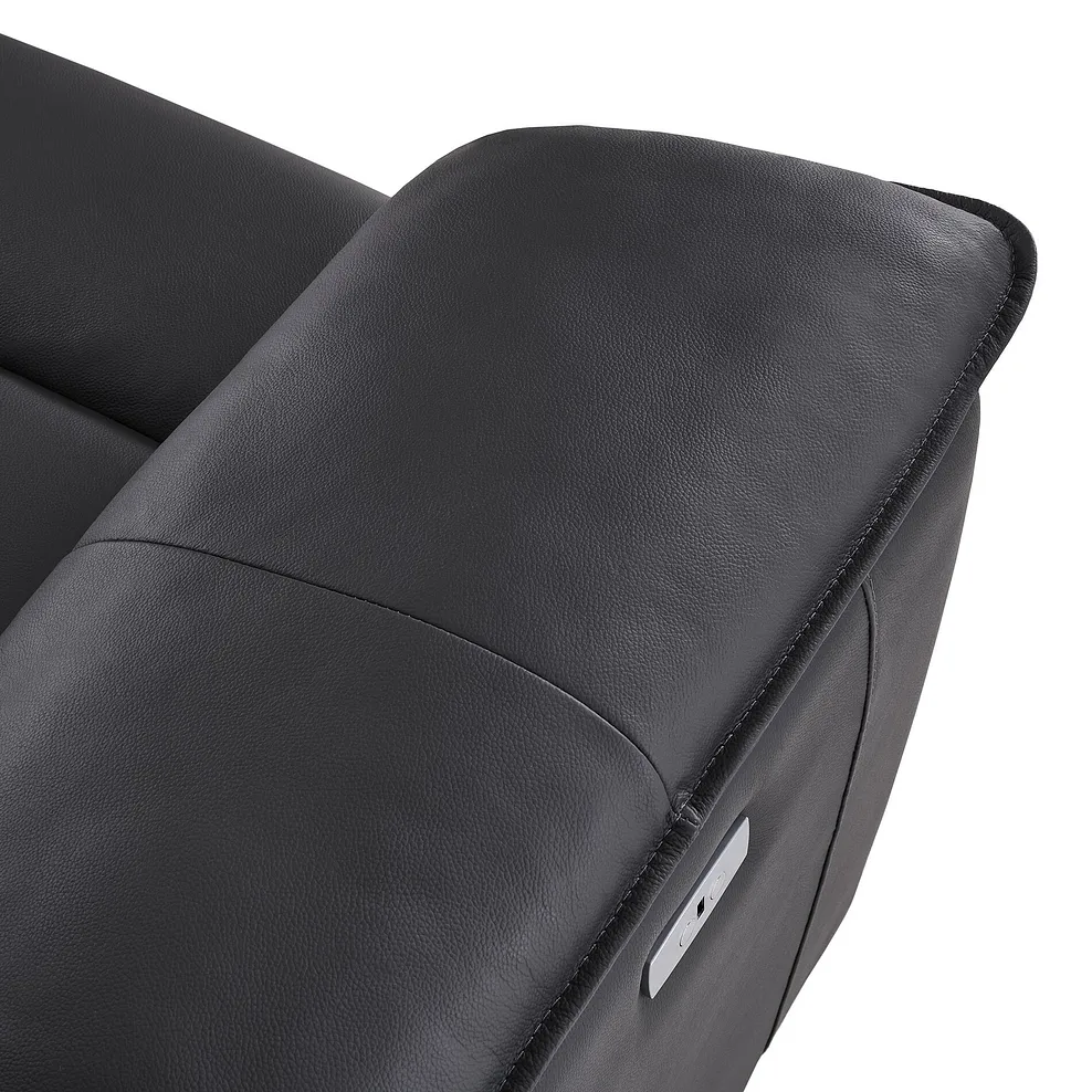 Goodwood Electric Recliner 3 Seater Sofa in Black Leather 12
