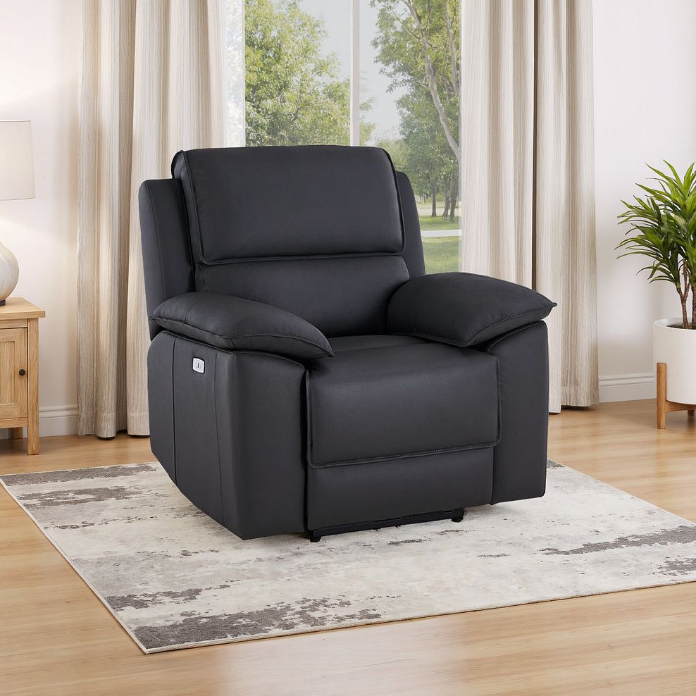 Goodwood Electric Reclining Armchair in Black Leather 1