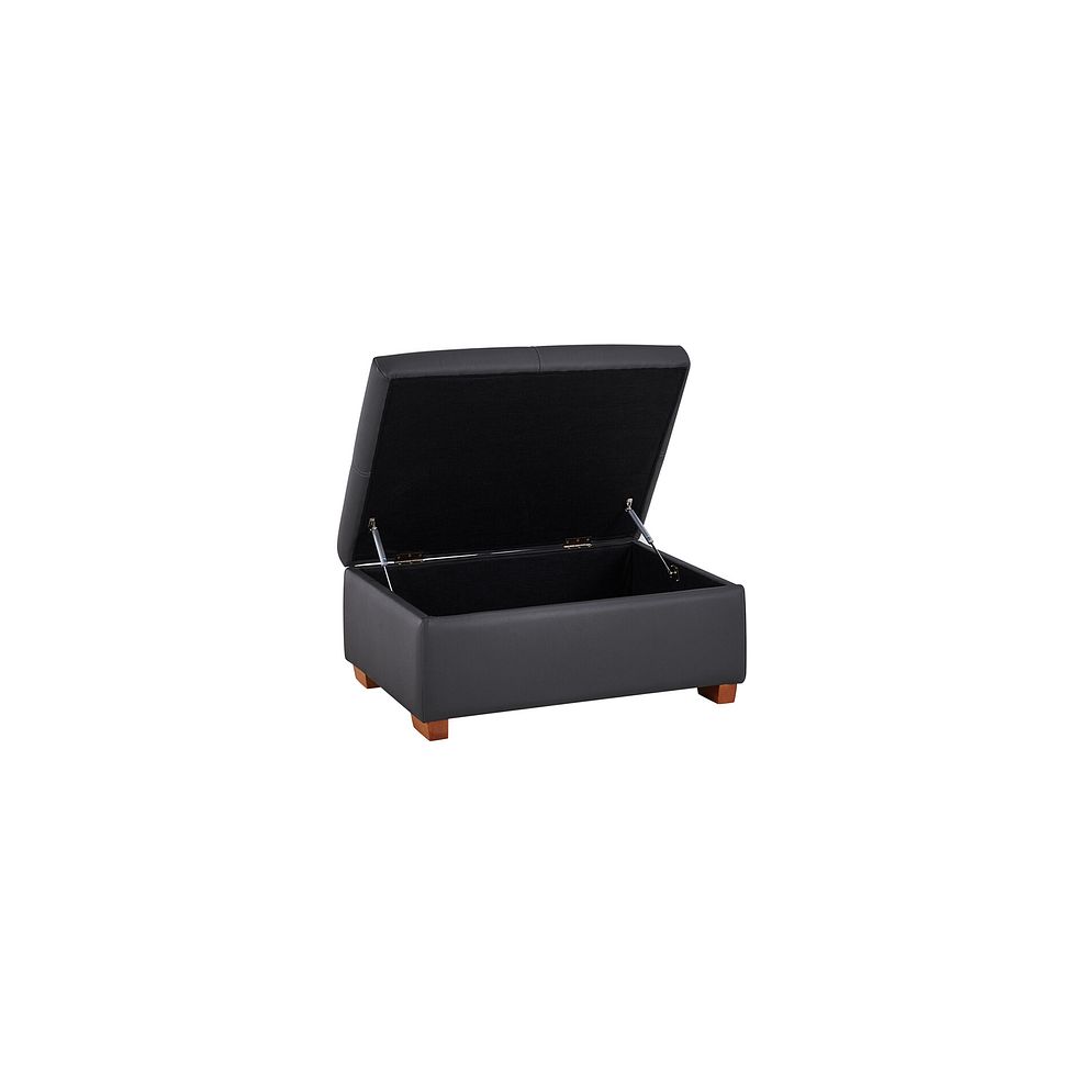 Goodwood Storage Footstool in Black Leather 3