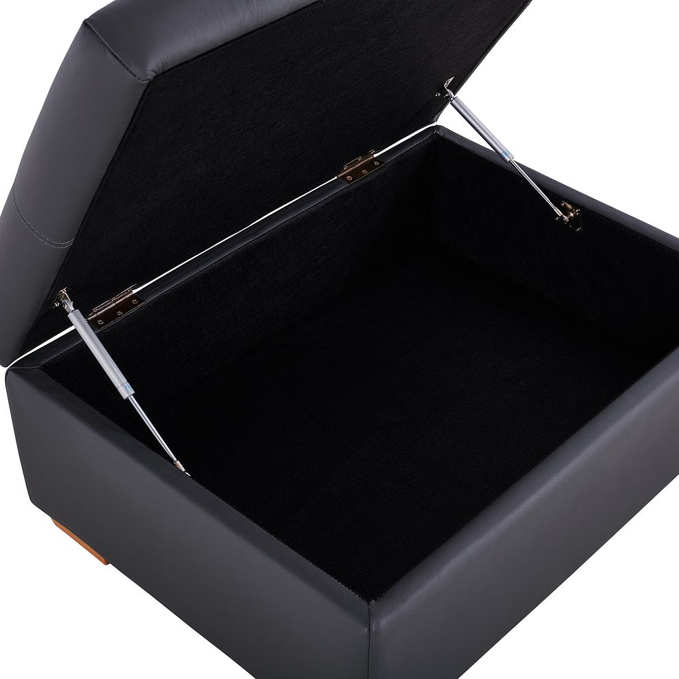 Goodwood Storage Footstool in Black Leather 6