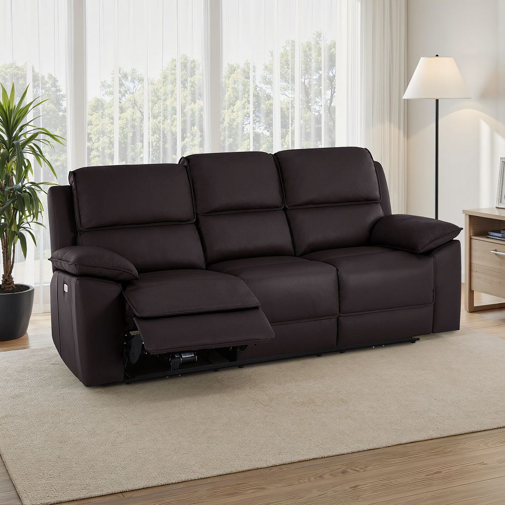 Goodwood Electric Recliner 3 Seater Sofa in Brown Leather 1