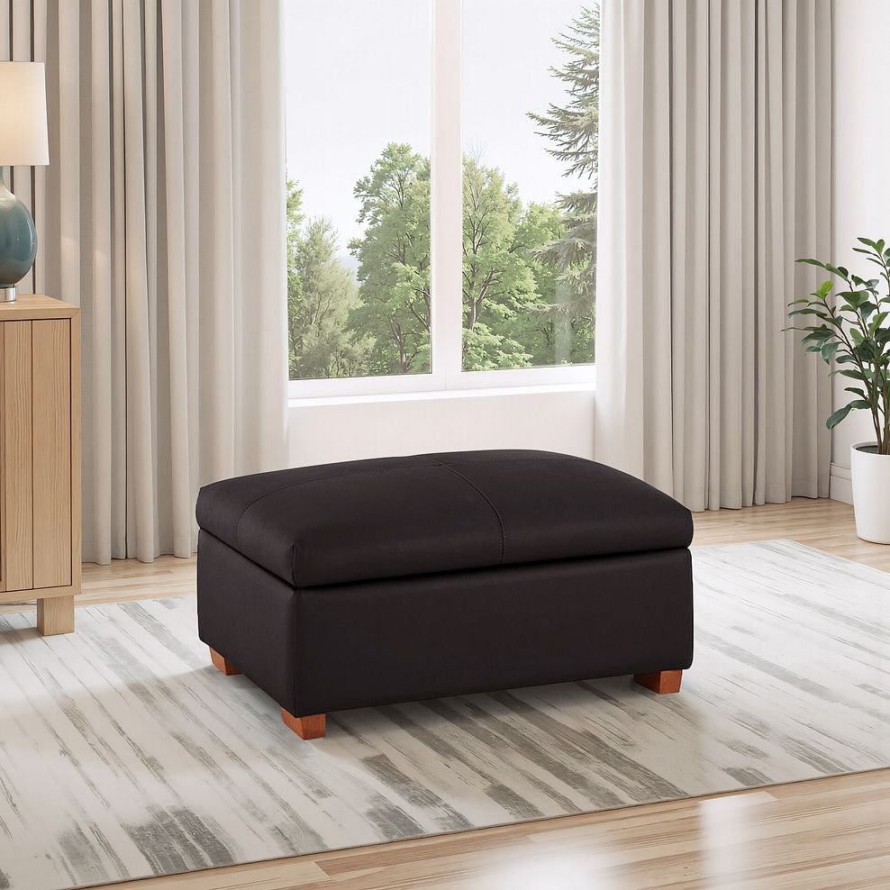 Goodwood Storage Footstool in Brown Leather 1
