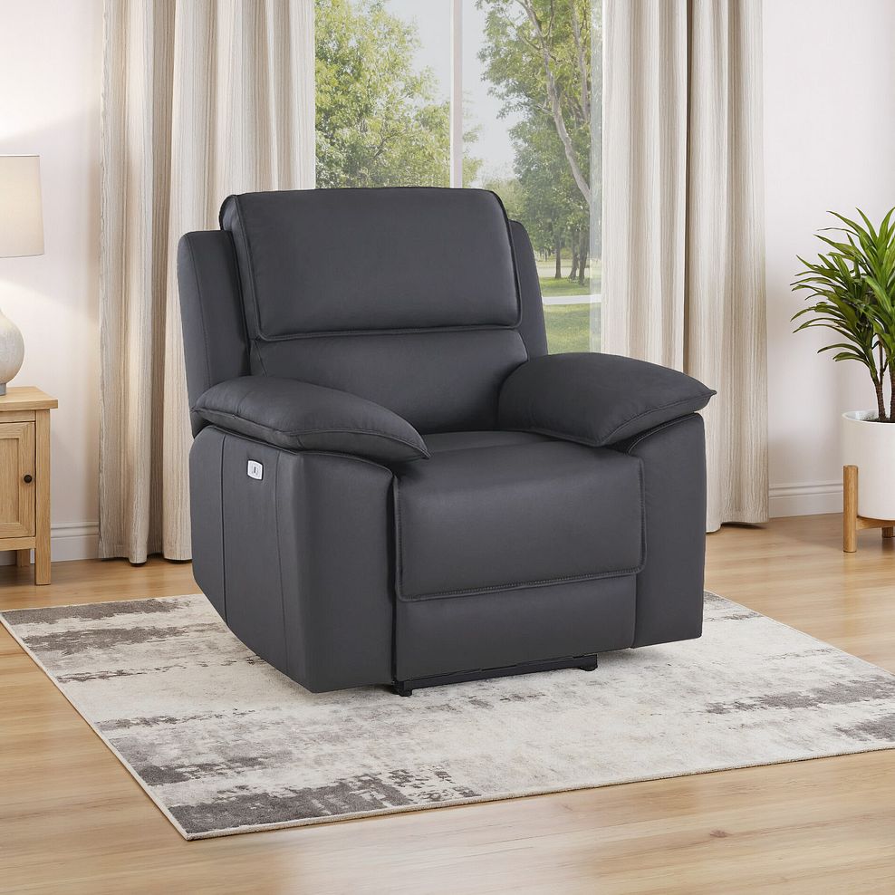 Goodwood Electric Reclining Armchair in Dark Grey Leather 1