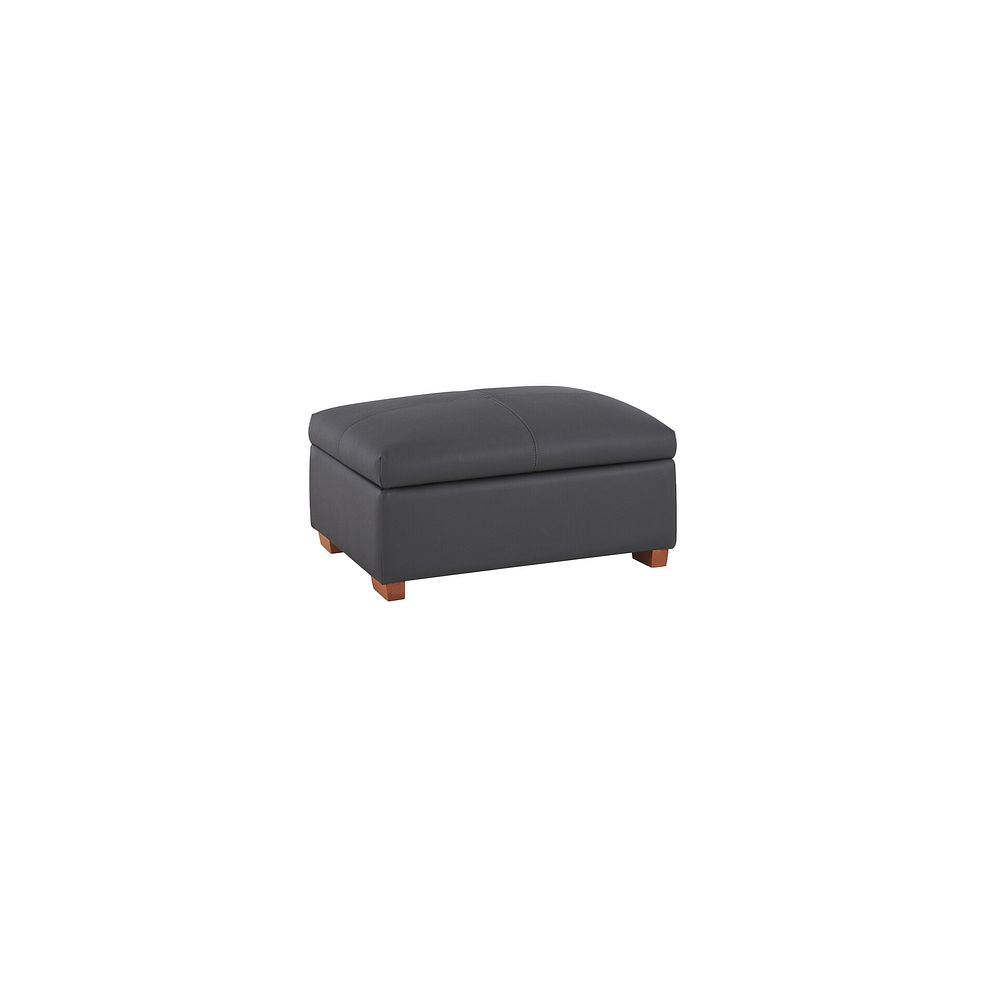 Goodwood Storage Footstool in Dark Grey Leather 1