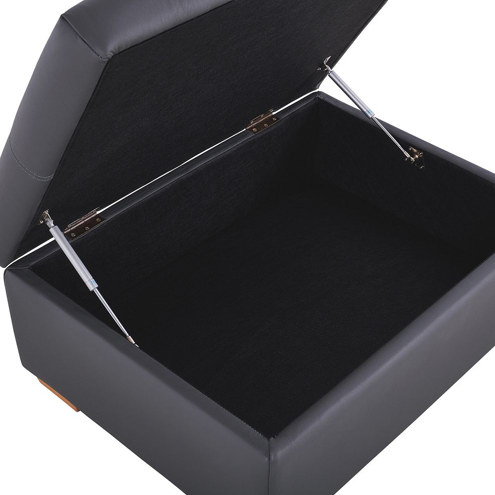 Goodwood Storage Footstool in Dark Grey Leather 6