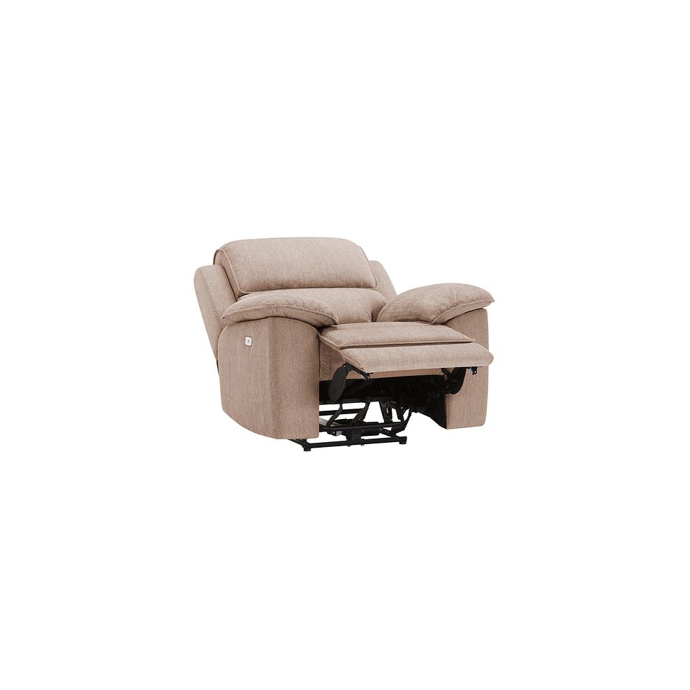 Goodwood Electric Reclining Armchair in Plush Beige Fabric Thumbnail 4