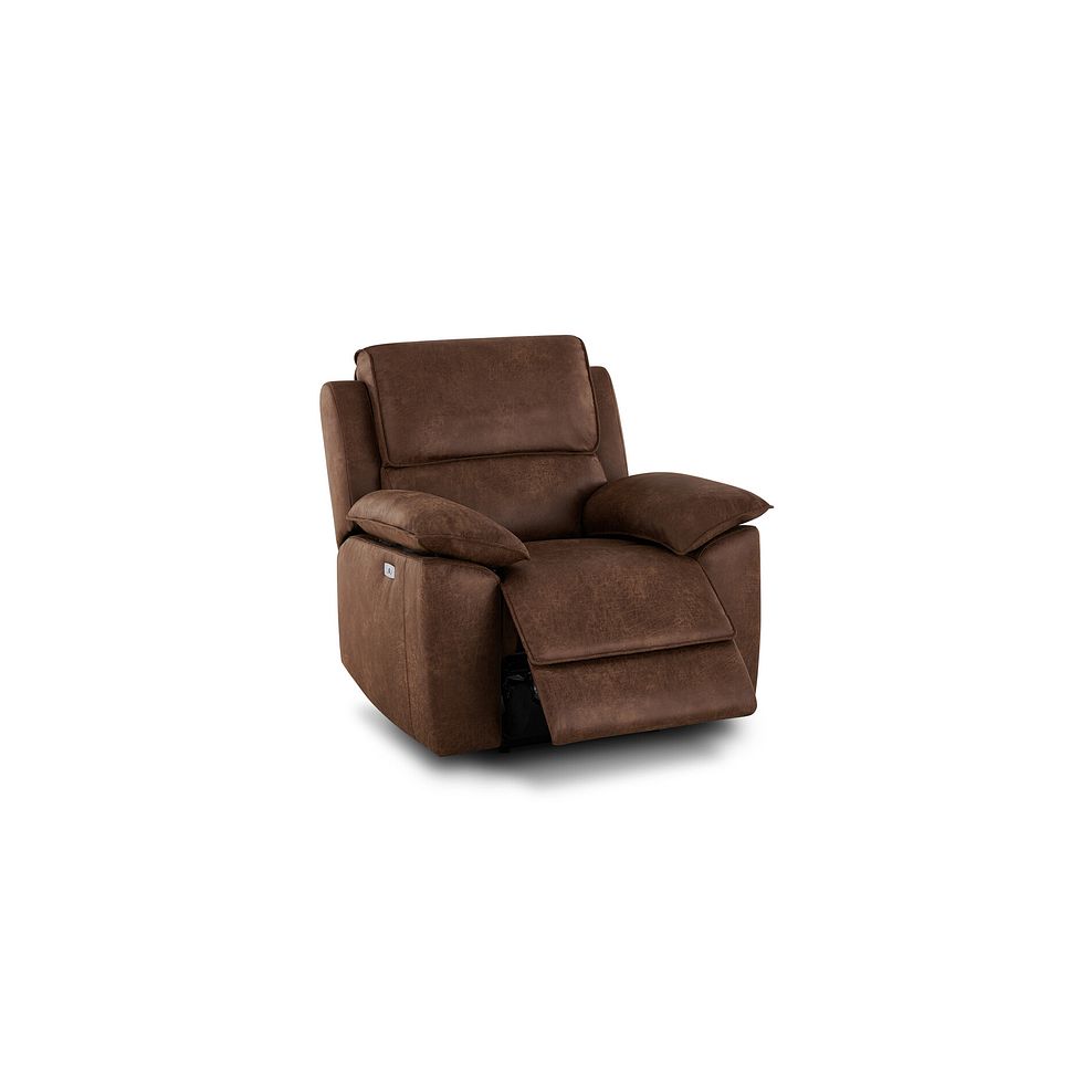 Goodwood Electric Reclining Armchair in Ranch Dark Brown Fabric Thumbnail 3