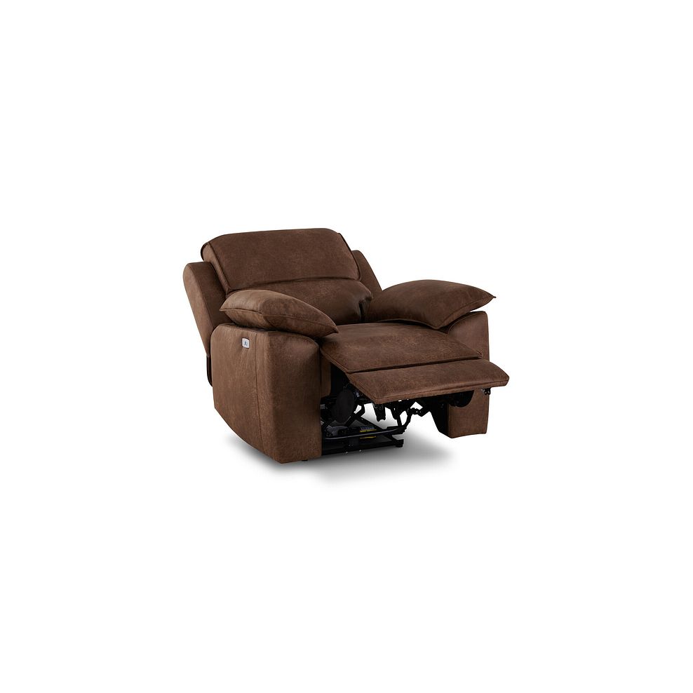 Goodwood Electric Reclining Armchair in Ranch Dark Brown Fabric Thumbnail 4