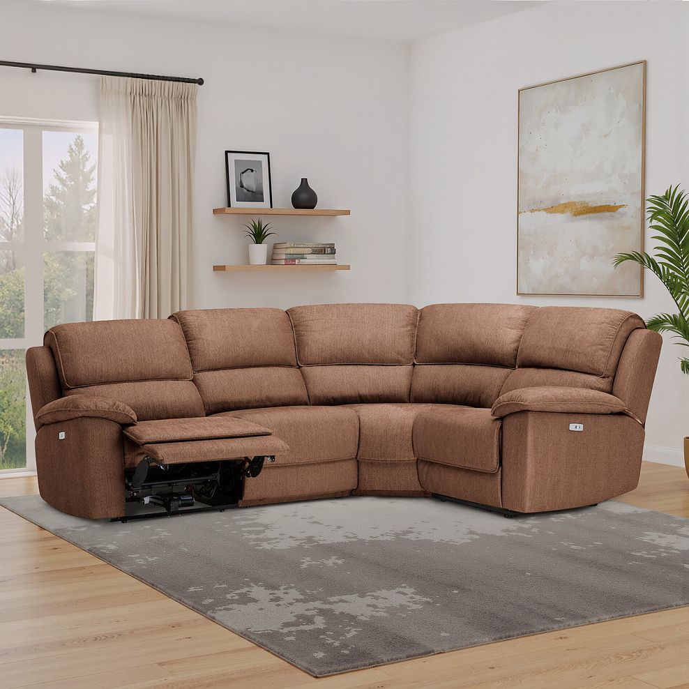 Goodwood Electric Reclining Modular Group 2 in Plush Brown Fabric 1