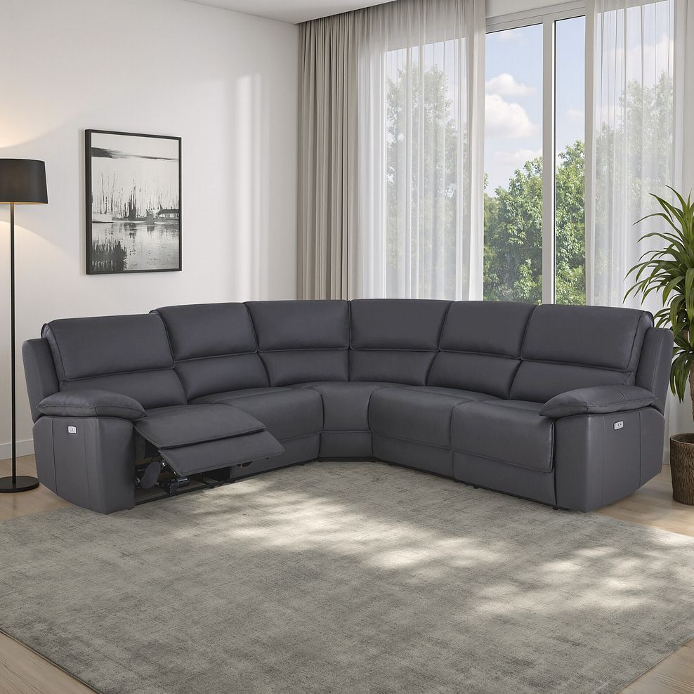Goodwood Electric Reclining Modular Group 3 in Dark Grey Leather 1