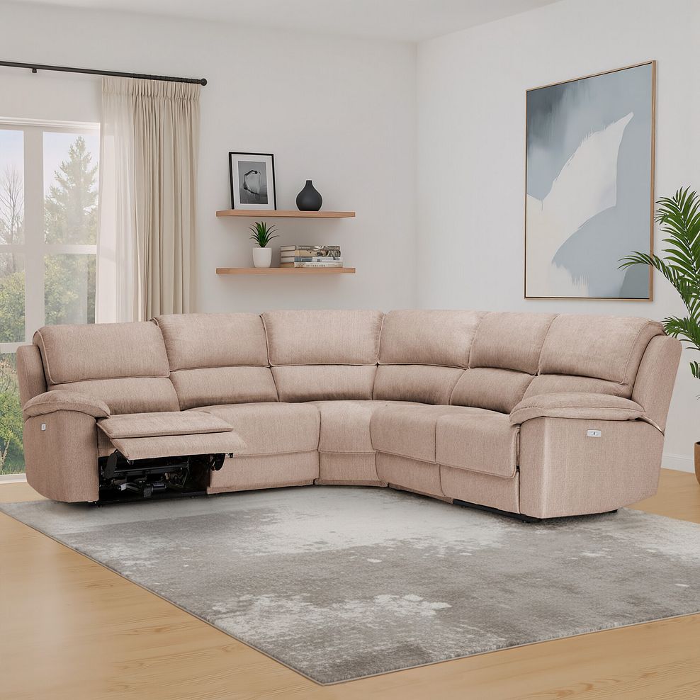 Goodwood Electric Reclining Modular Group 3 in Plush Beige Fabric 1