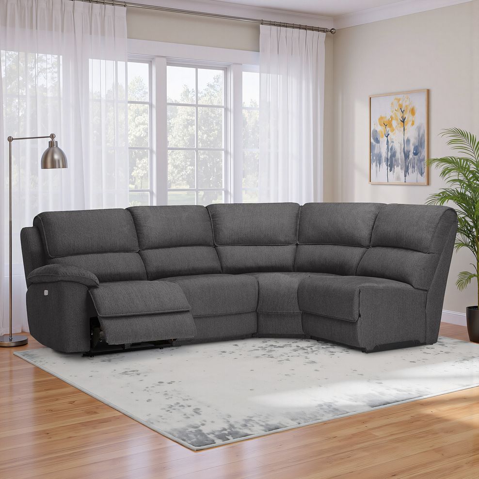 Goodwood Electric Reclining Modular Group 4 in Plush Brown Fabric 1