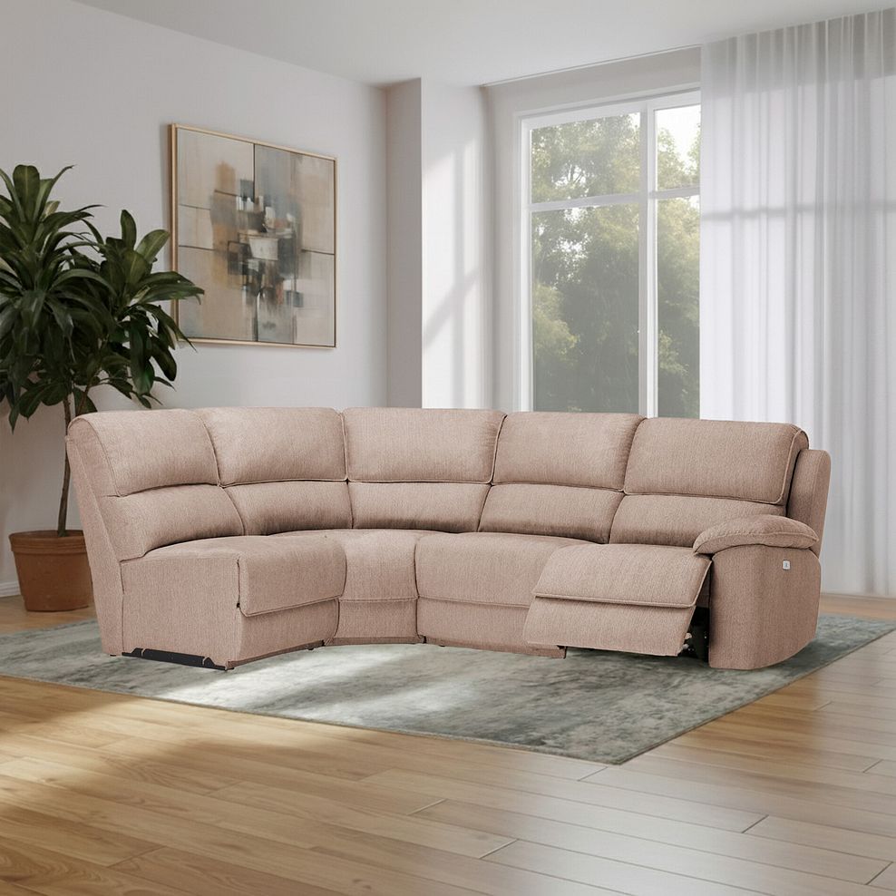 Goodwood Electric Reclining Modular Group 5 in Plush Beige Fabric 1