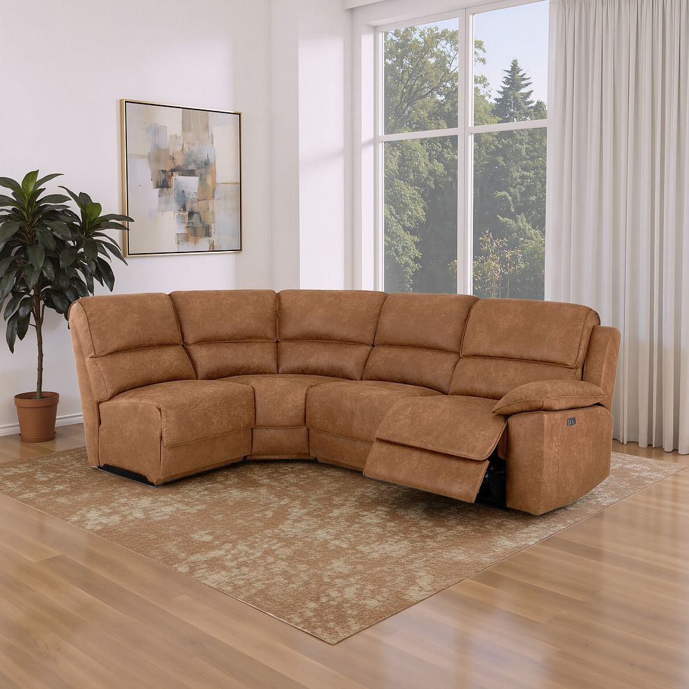Goodwood Electric Reclining Modular Group 5 in Plush Brown Fabric 1