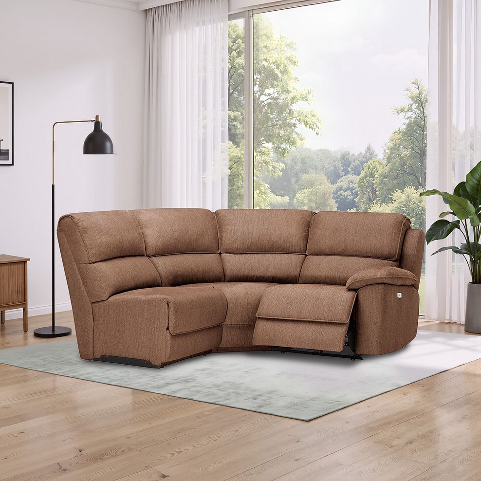 Goodwood Electric Reclining Modular Group 7 in Plush Brown Fabric 1