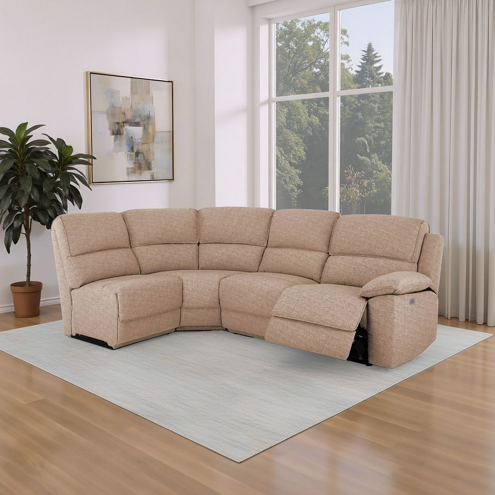 Goodwood Electric Reclining Modular Group 5 in Jetta Beige Fabric 1
