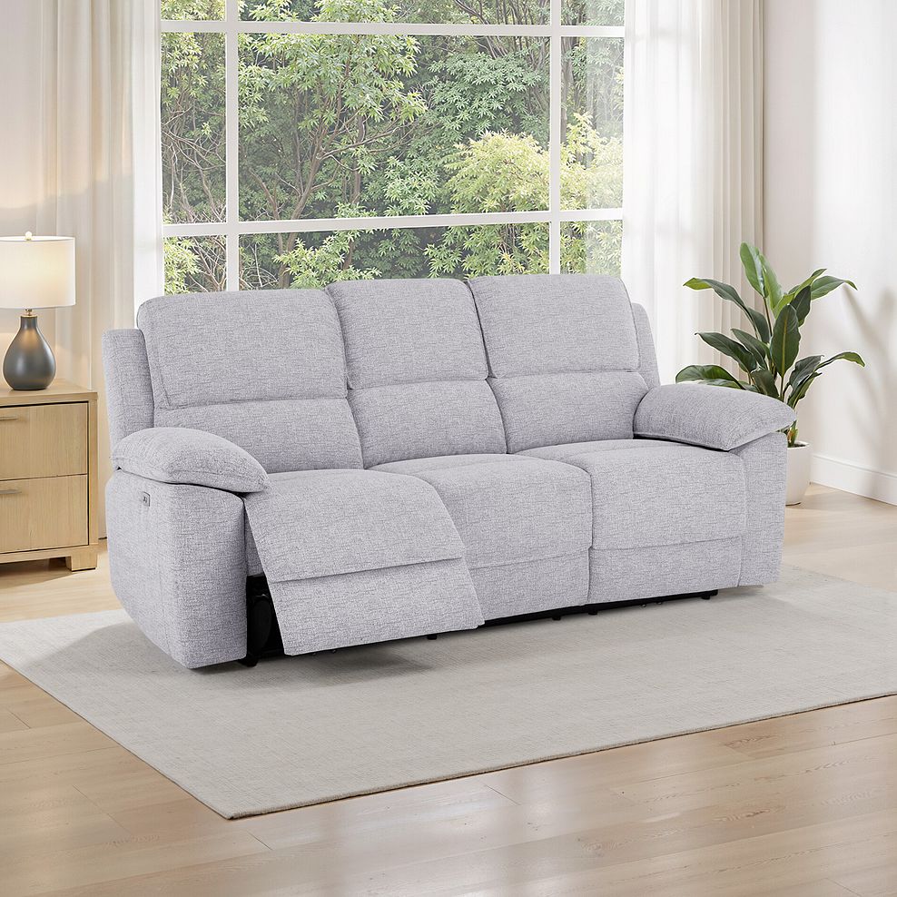 Goodwood 3 Seater Electric Recliner Sofa in Keswick Dove Fabric 1