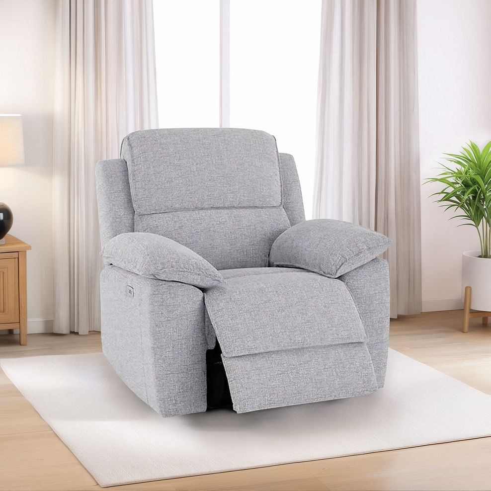 Goodwood Electric Reclining Armchair in Keswick Dove Fabric 1
