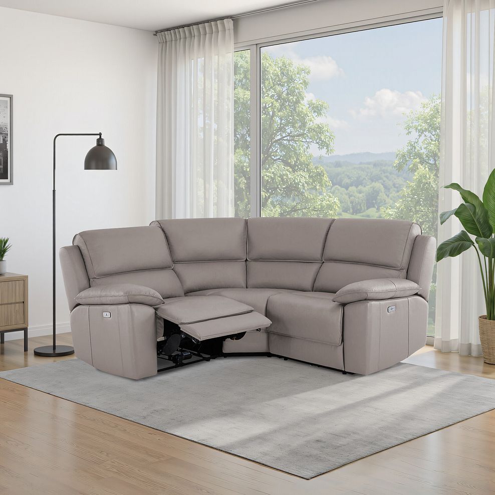 Goodwood Electric Reclining Modular Group 1 in Light Grey Leather 1