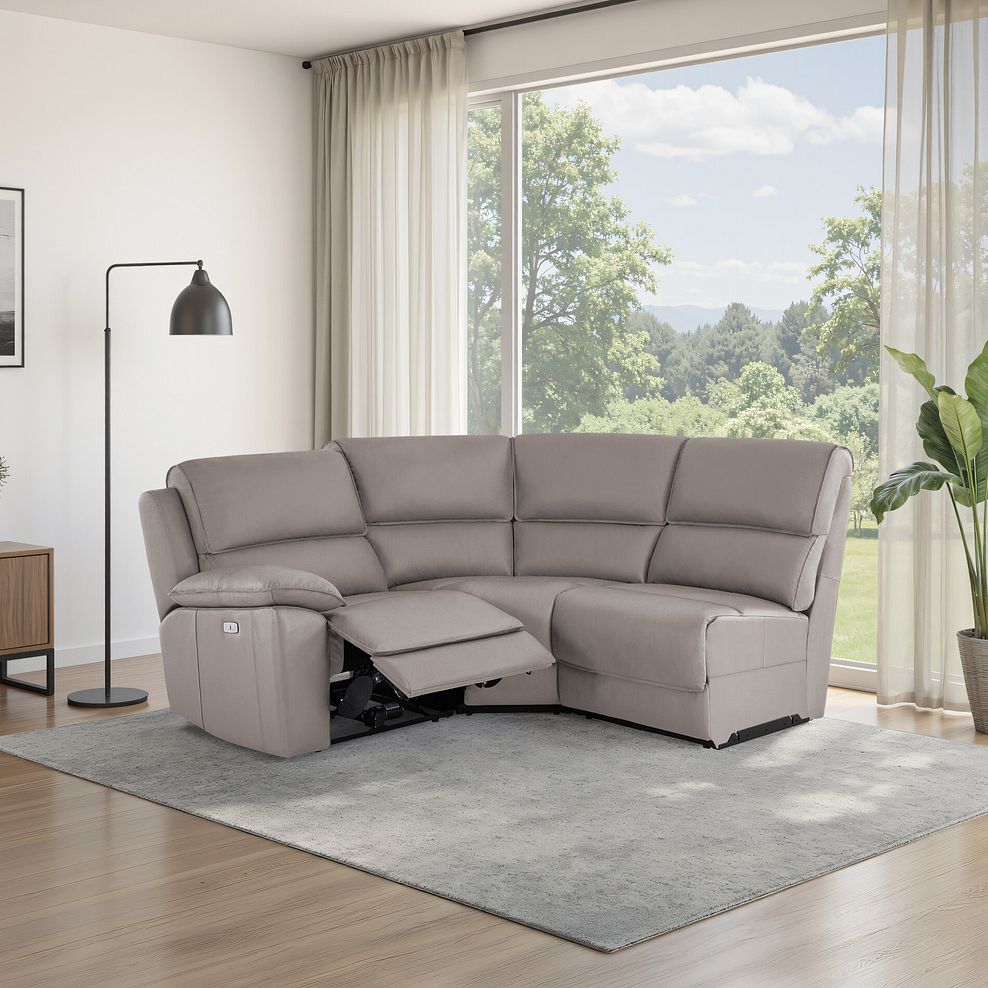 Goodwood Electric Reclining Modular Group 6 in Light Grey Leather 1