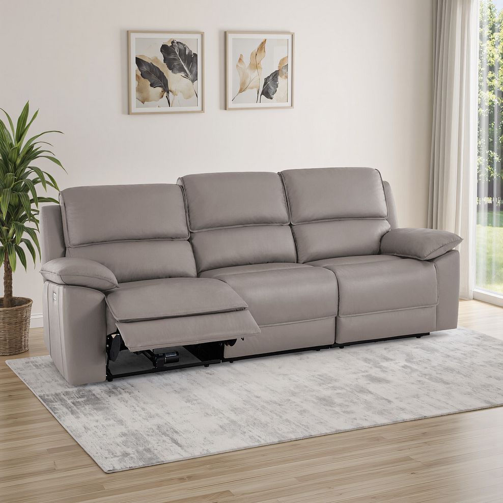 Goodwood Electric Reclining Modular Group 9 in Light Grey Leather 1