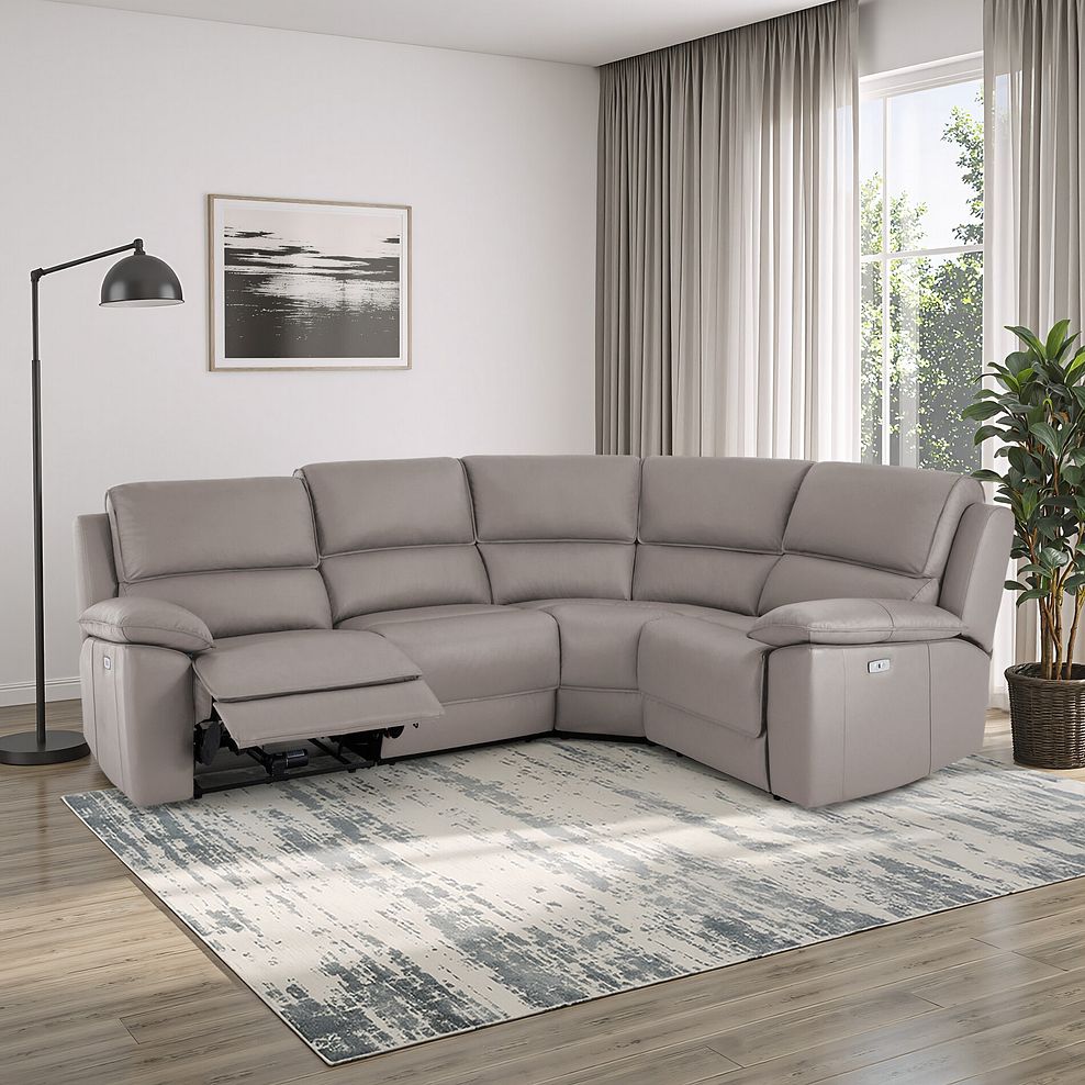 Goodwood Electric Reclining Modular Group 2 in Light Grey Leather 1
