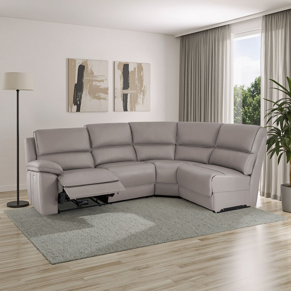 Goodwood Electric Reclining Modular Group 4 in Light Grey Leather 1