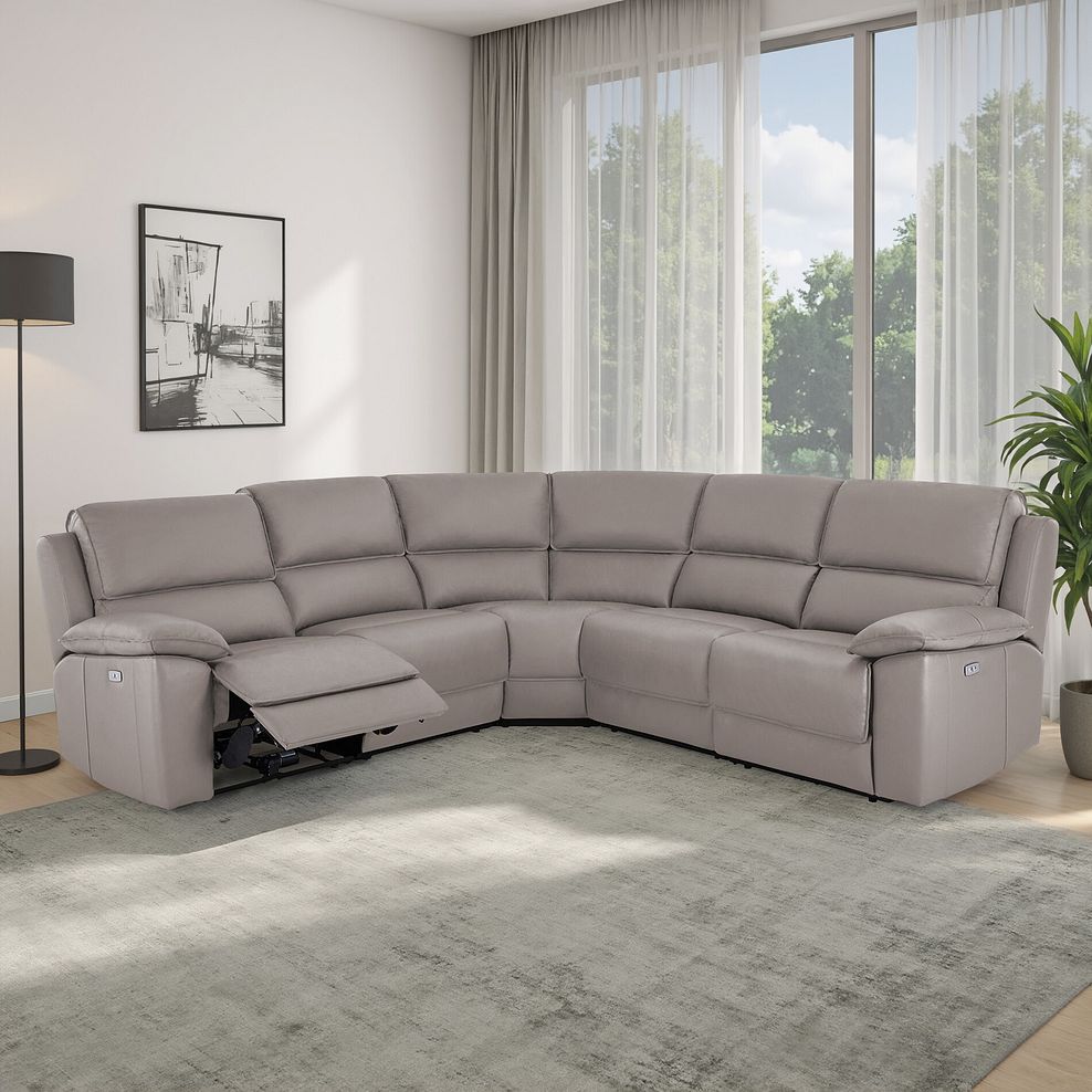 Goodwood Electric Reclining Modular Group 3 in Light Grey Leather 1