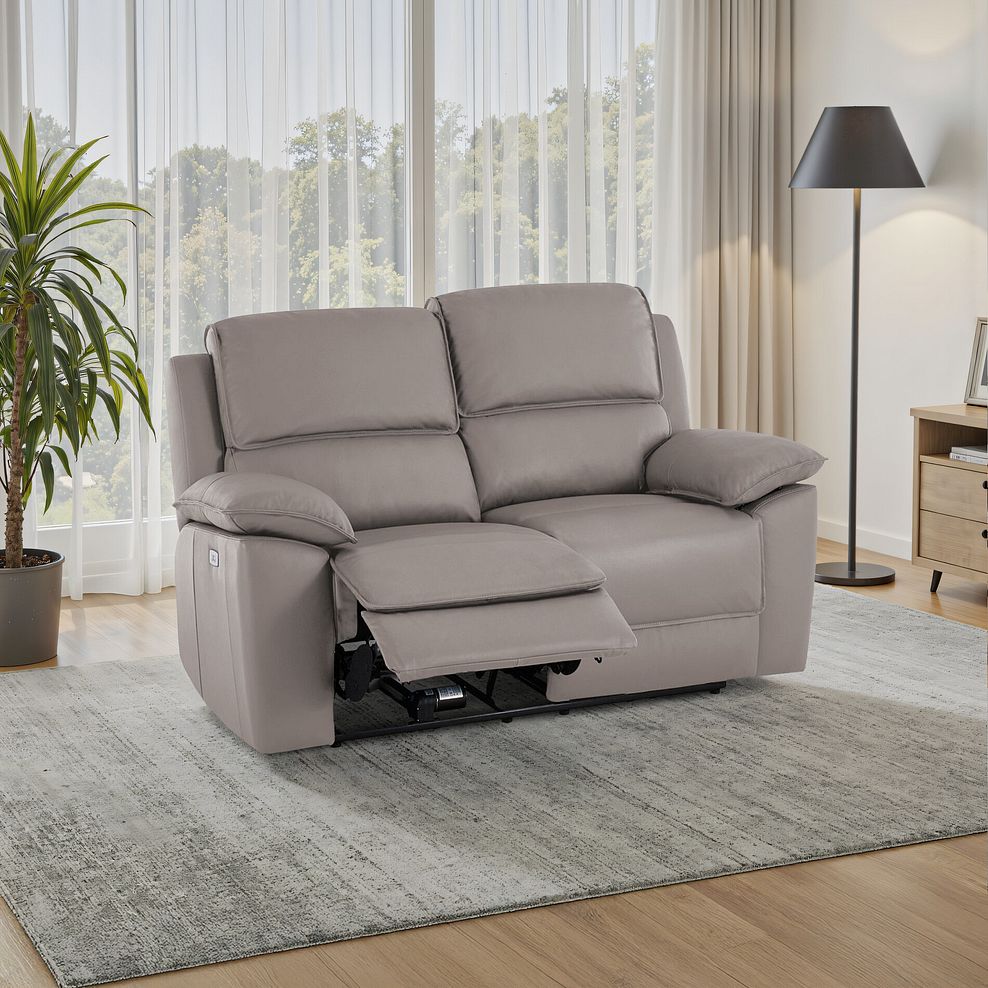 Goodwood Electric Recliner 2 Seater Sofa in Light Grey Leather 1