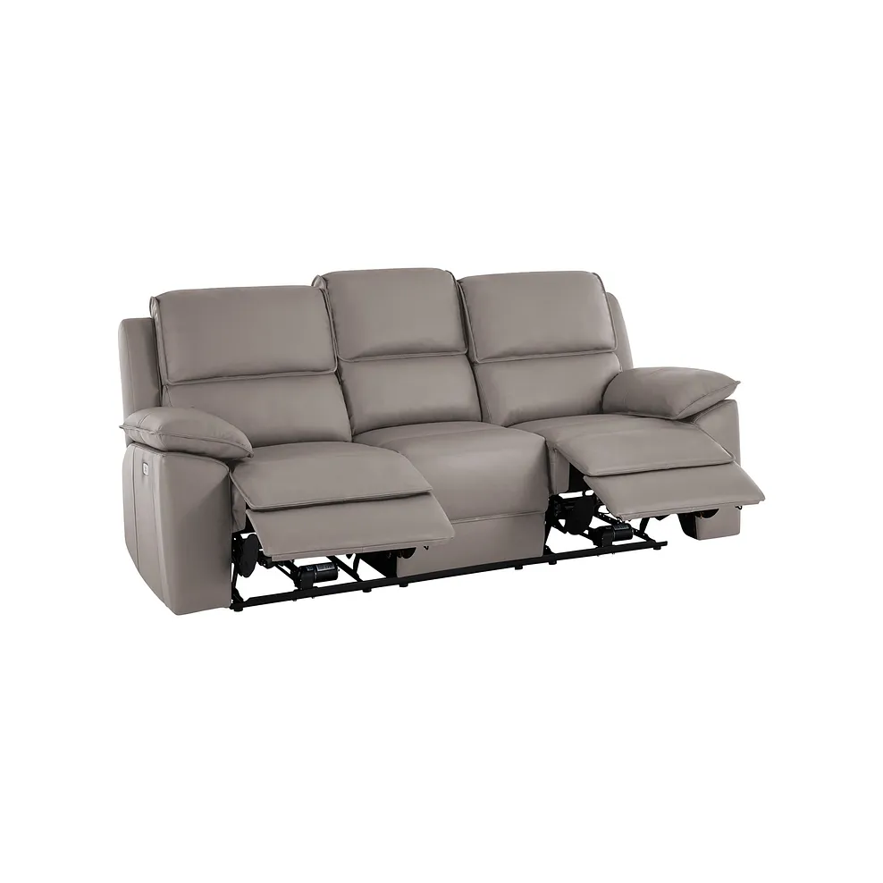 Goodwood Electric Recliner 3 Seater Sofa in Light Grey Leather 5