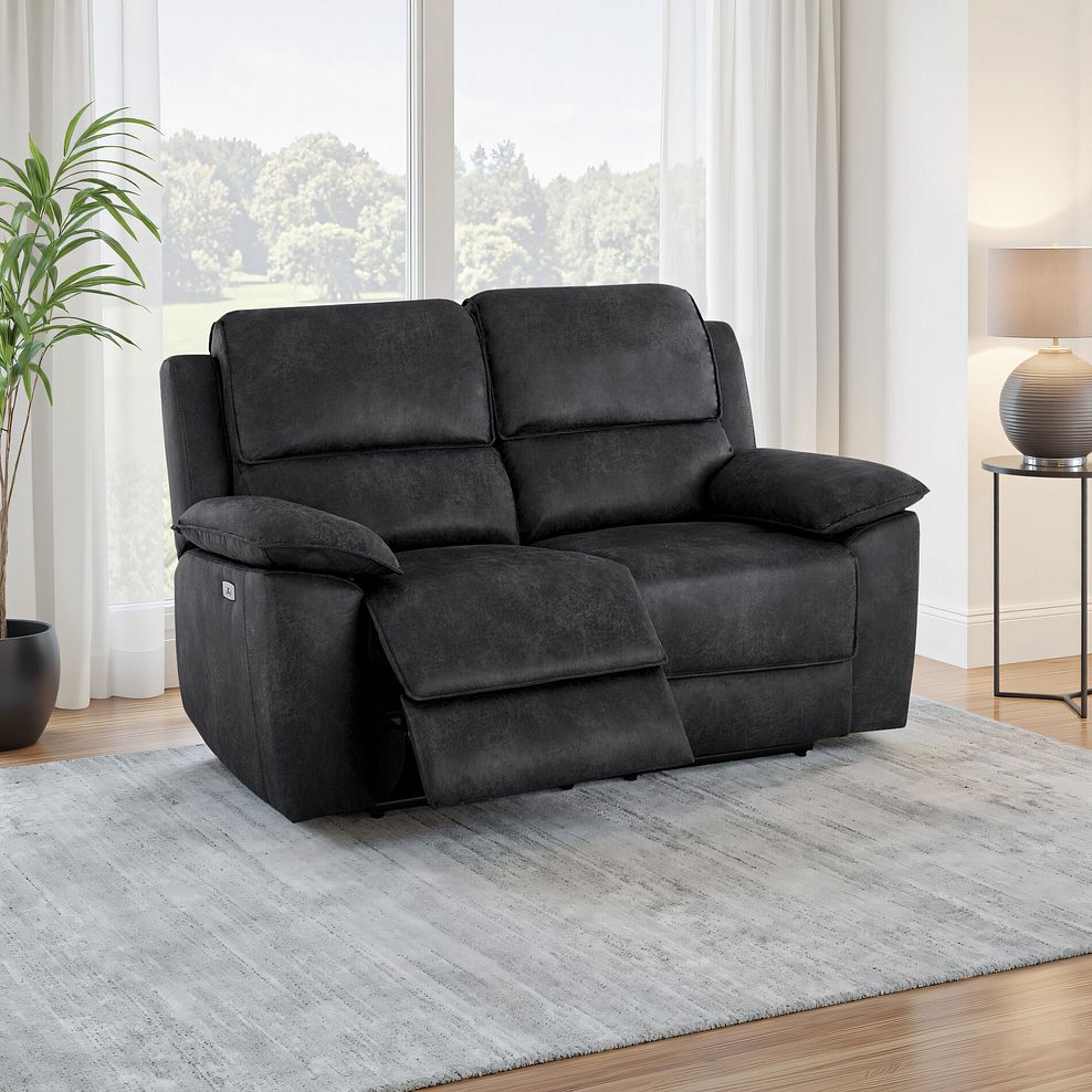 Goodwood 2 Seater Electric Recliner Sofa in Miller Grey Fabric 1