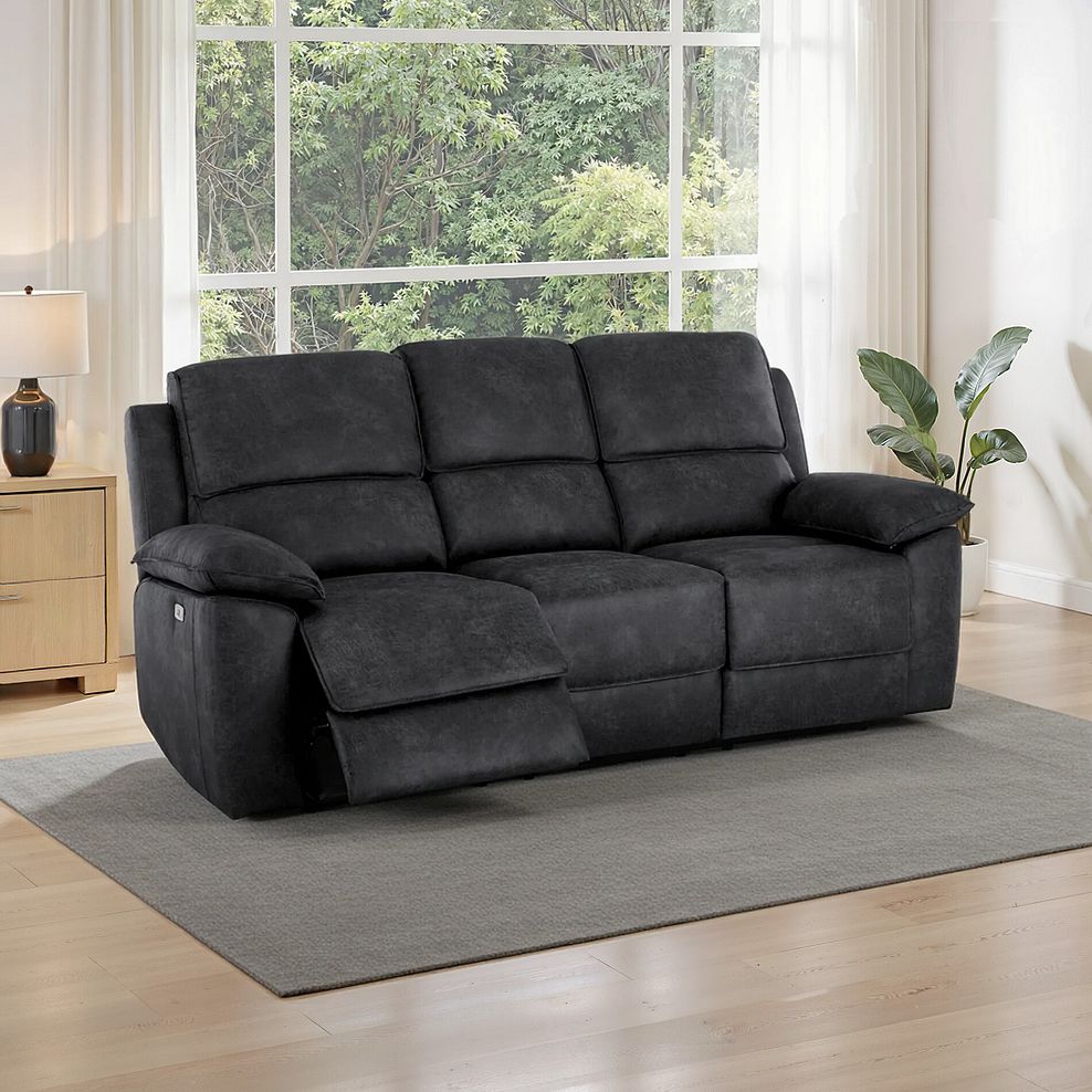 Goodwood 3 Seater Electric Recliner Sofa in Miller Grey Fabric 1