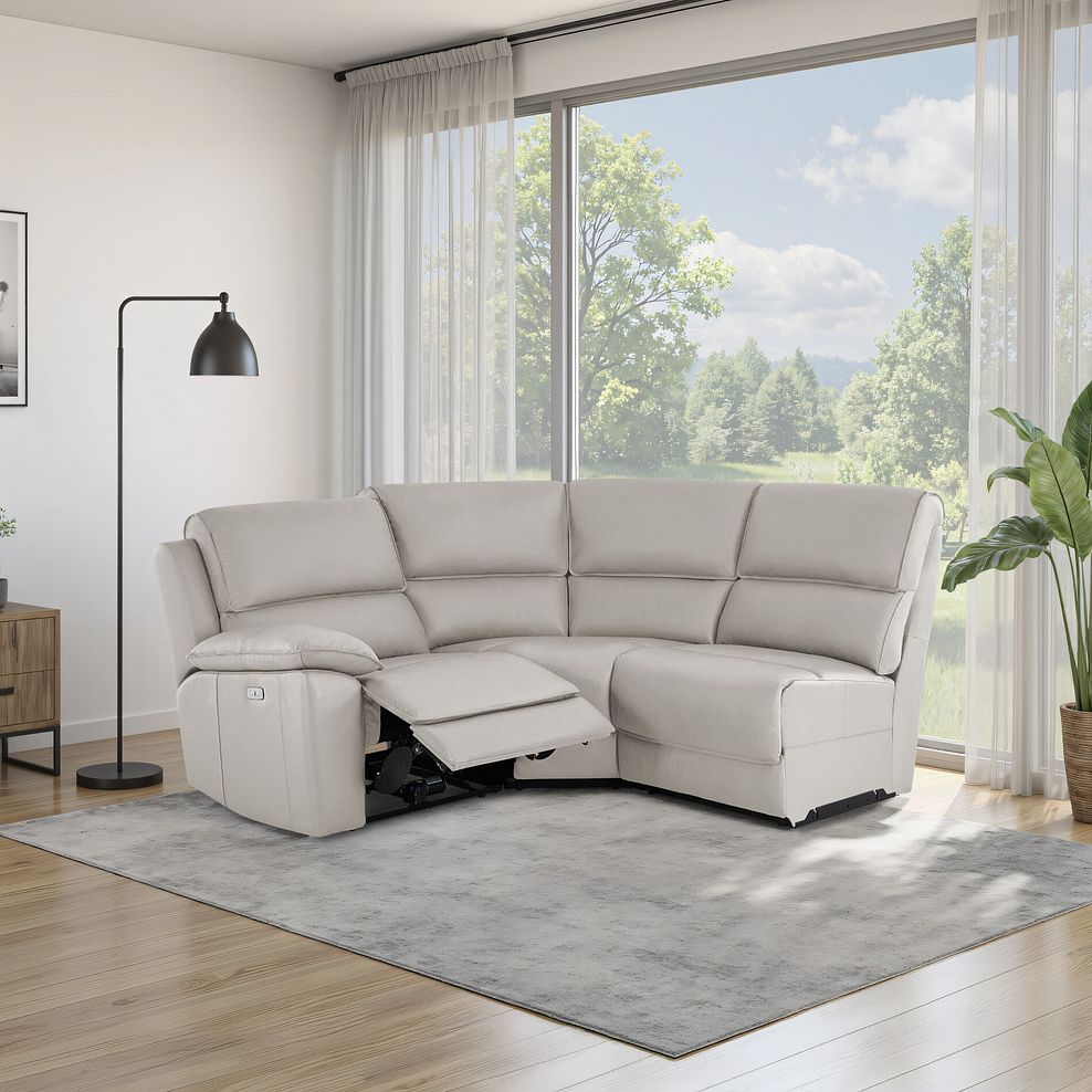 Goodwood Electric Reclining Modular Group 6 in Off White Leather 1