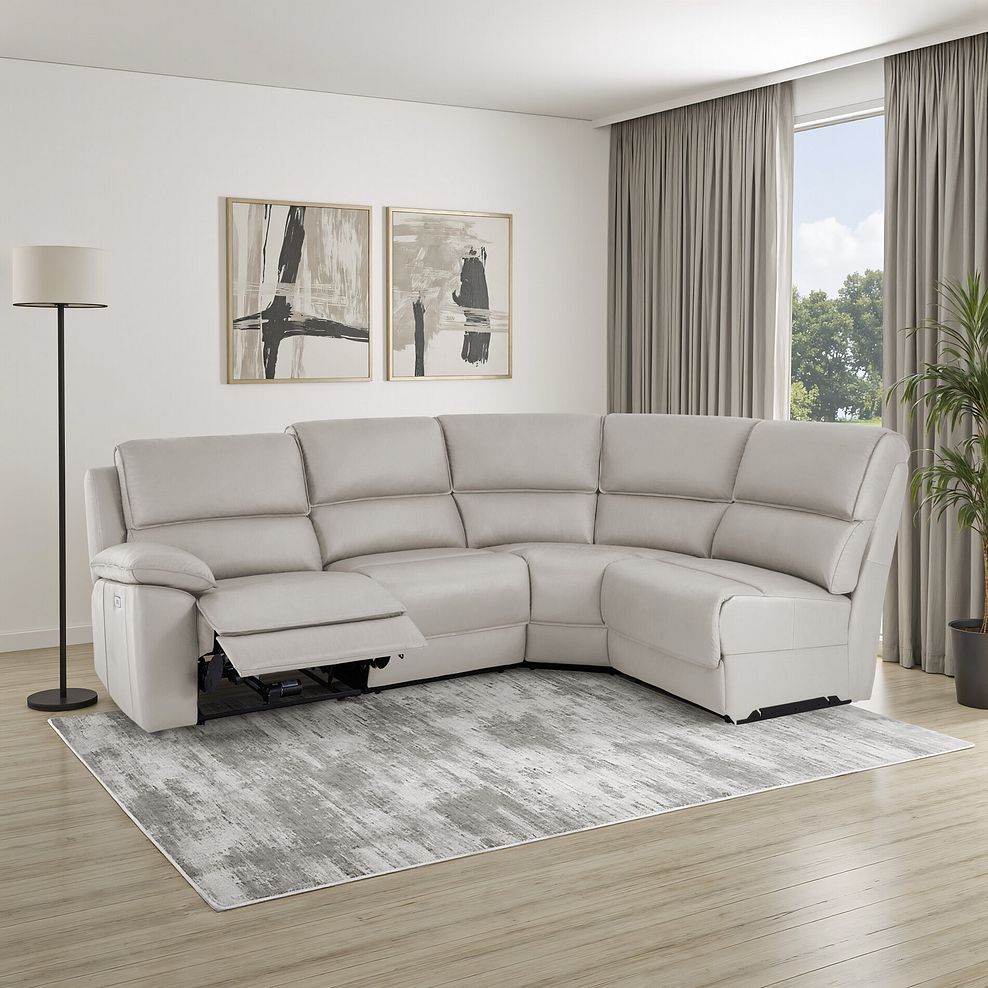 Goodwood Electric Reclining Modular Group 4 in Off White Leather 1