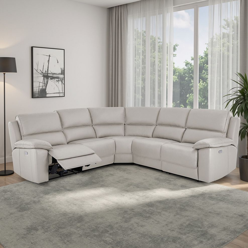 Goodwood Electric Reclining Modular Group 3 in Off White Leather 1