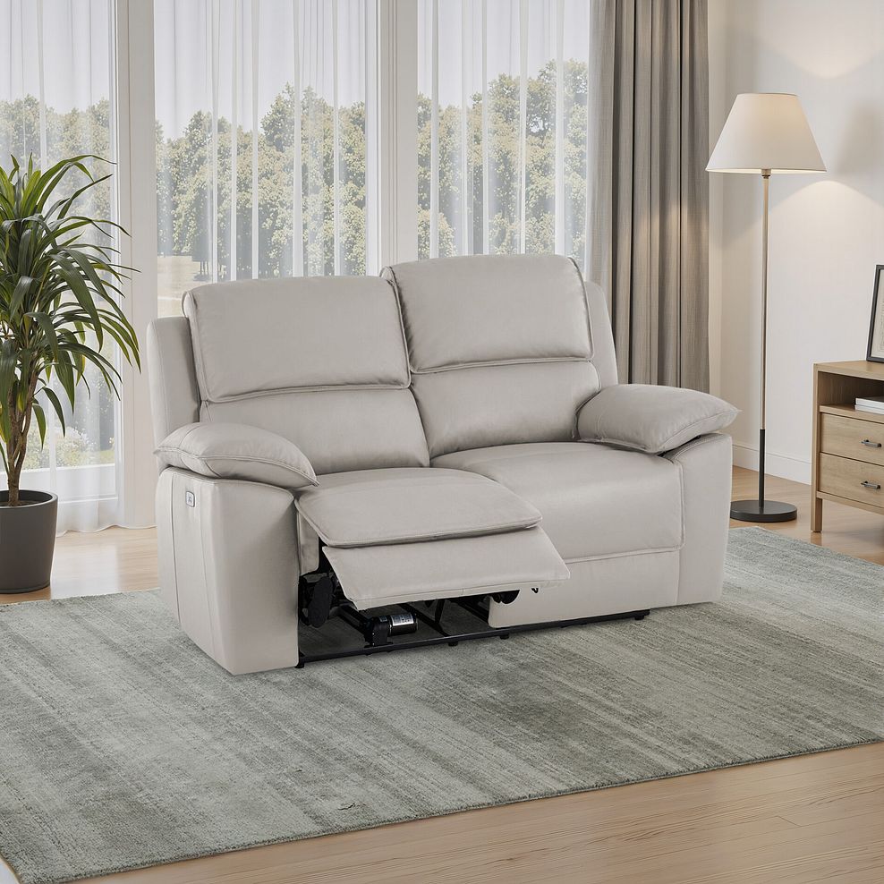 Goodwood Electric Recliner 2 Seater Sofa in Off White Leather 1