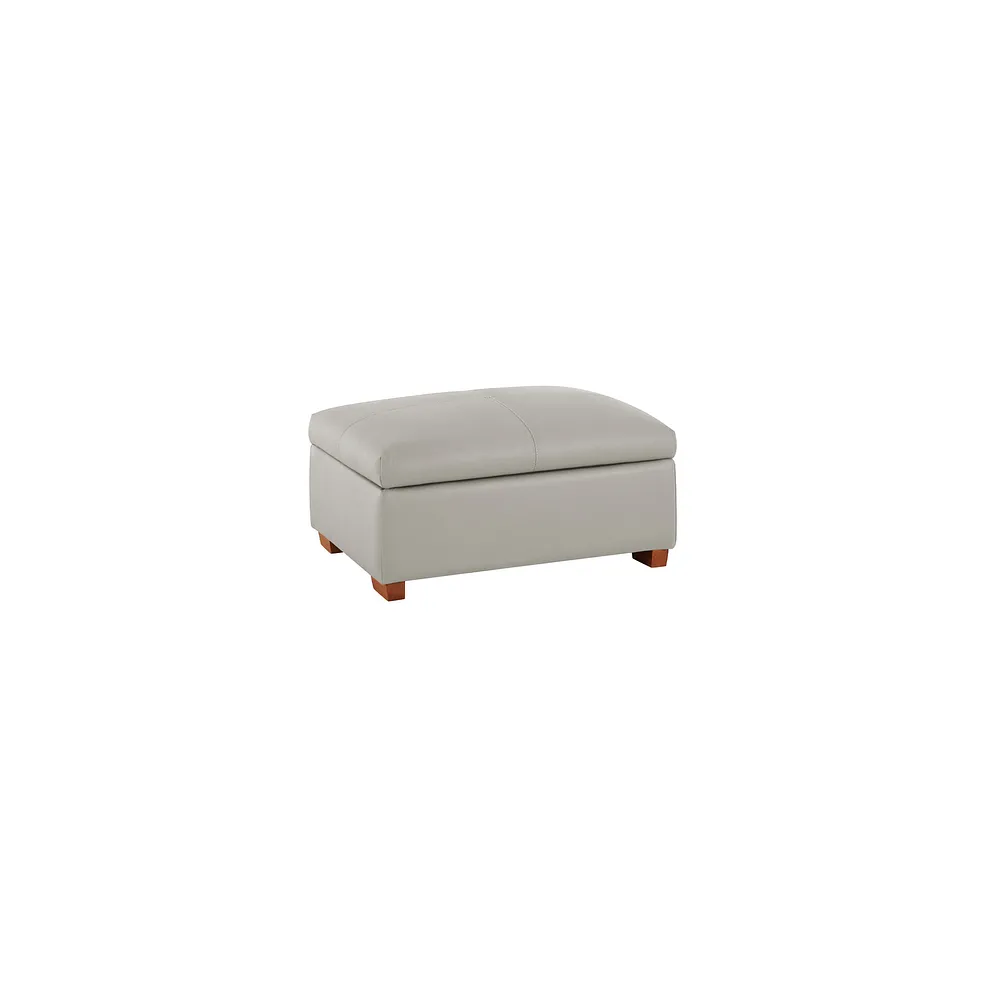 Goodwood Storage Footstool in Off White Leather