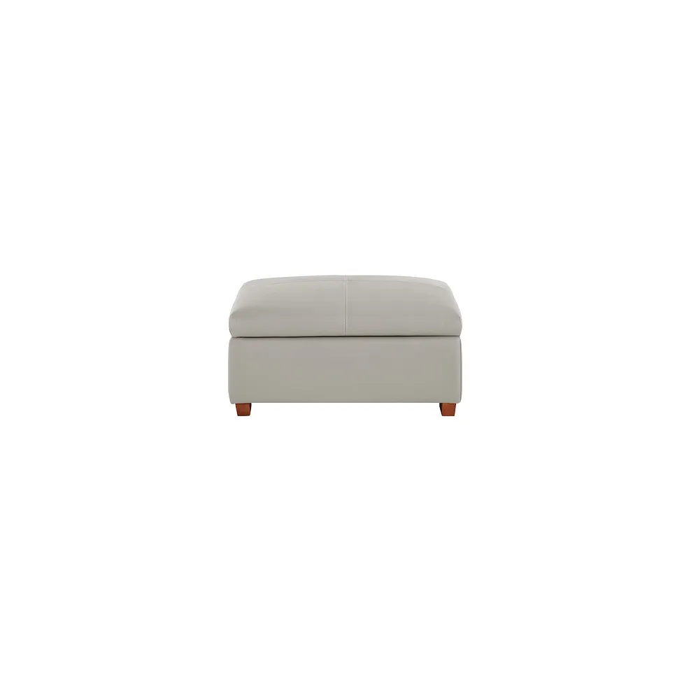 Goodwood Storage Footstool in Off White Leather 2