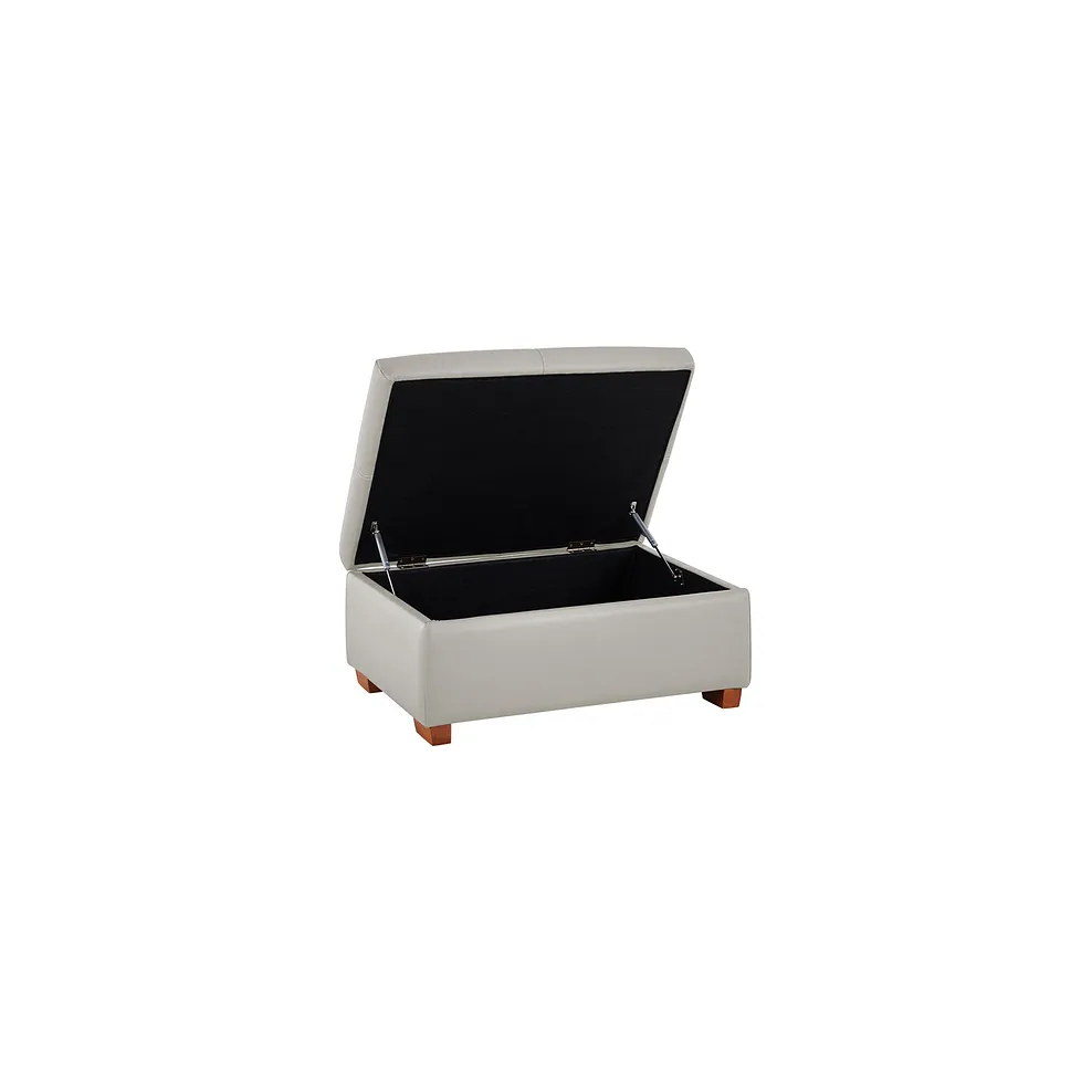Goodwood Storage Footstool in Off White Leather 3
