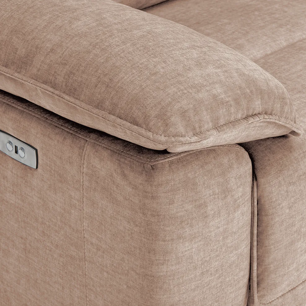 Goodwood Plush Beige Fabric 3 Seater Electric Recliner Sofa 9
