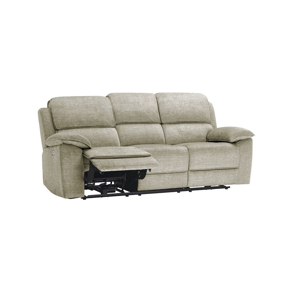 Goodwood Plush Beige Fabric 3 Seater Electric Recliner Sofa 4