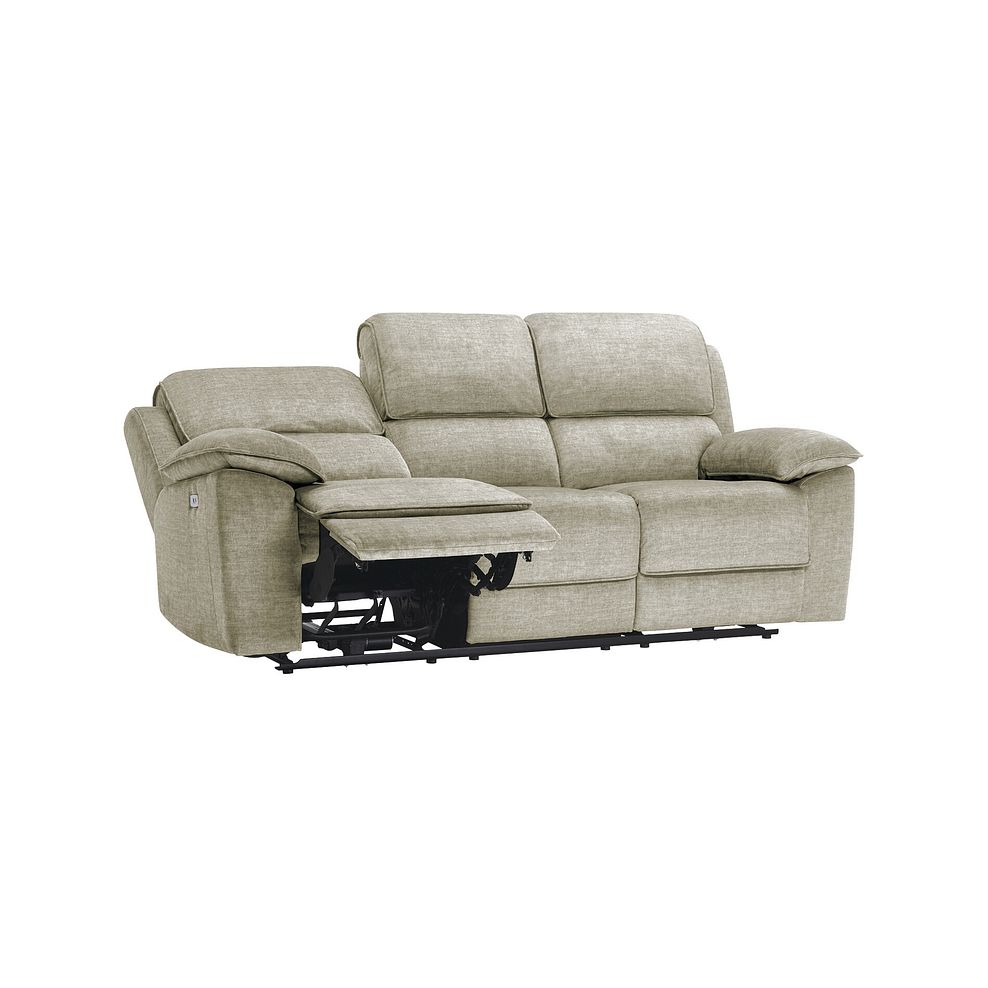 Goodwood Plush Beige Fabric 3 Seater Electric Recliner Sofa 5