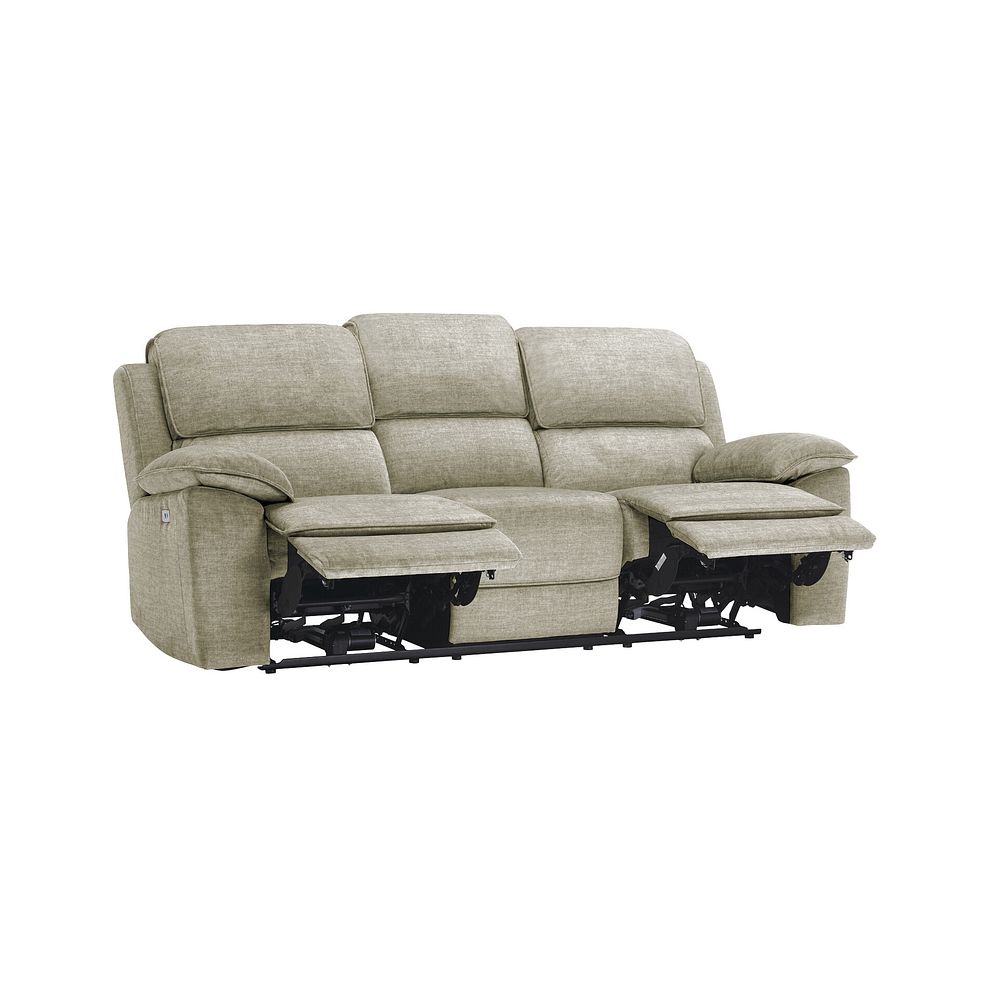 Goodwood Plush Beige Fabric 3 Seater Electric Recliner Sofa 6