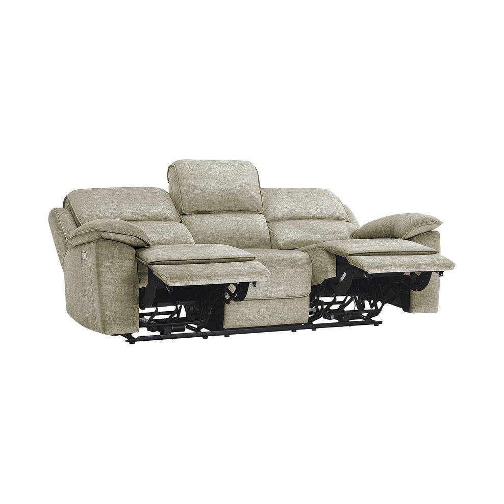 Goodwood Plush Beige Fabric 3 Seater Electric Recliner Sofa 7