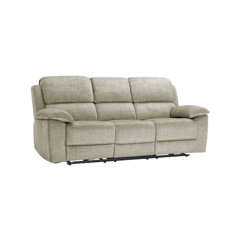 Goodwood Plush Beige Fabric 3 Seater Electric Recliner Sofa 1